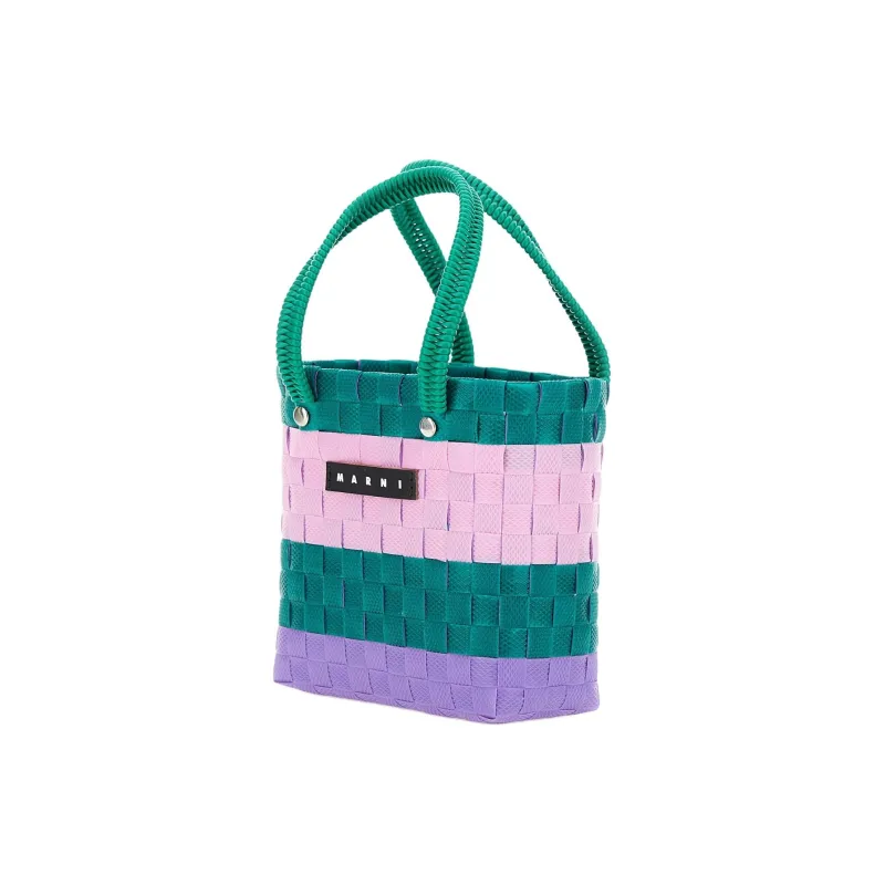 MARNI Polypropylene Tote Bag, Shopping Bag, Shoulder Bag, Handbag Kids' Green & Pink & Purple-1