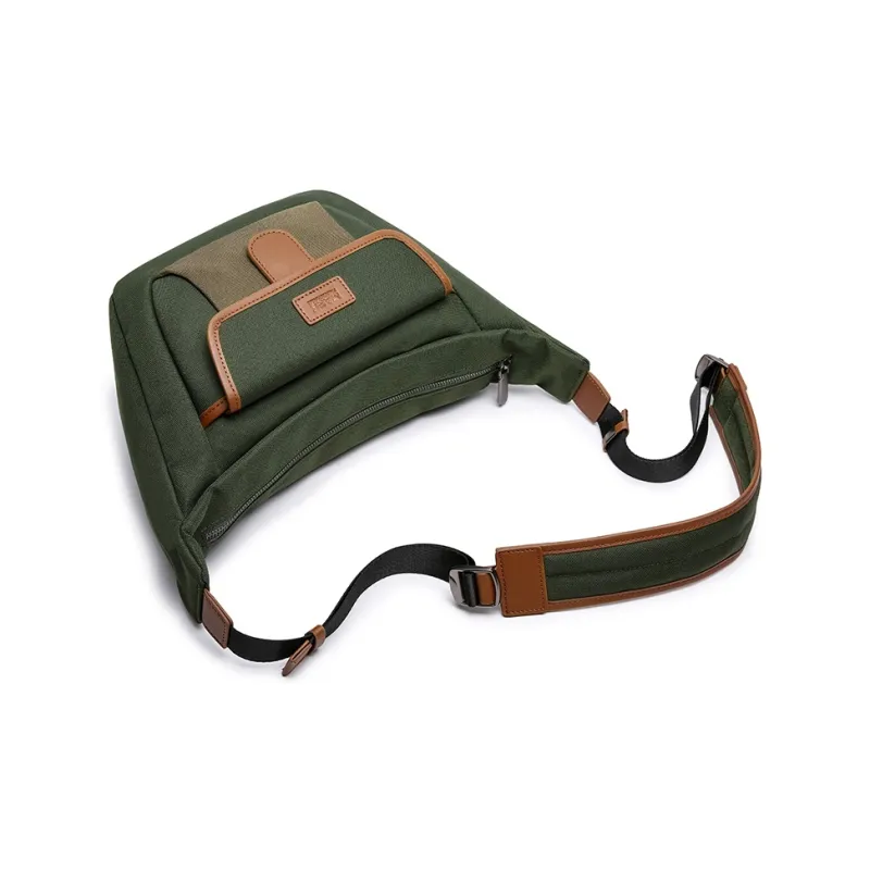 FAIRWHALE Oxford With Cow Leather Tote Dumpling Bag, Shoulder Bag, Crossbody Bag Regular Unisex Peacock Green-5