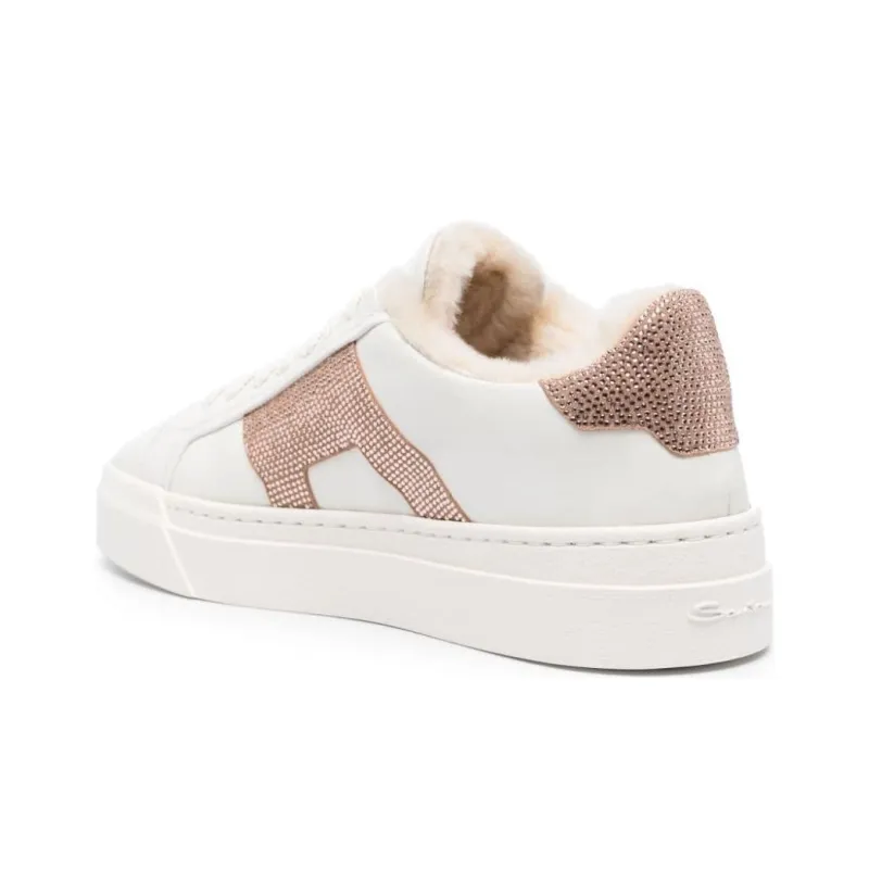 Santoni Rhinestone embellished Leather Sneakers Women's-3