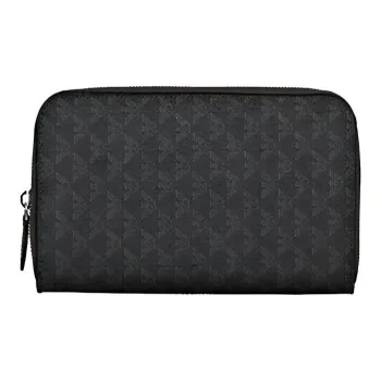 EMPORIO ARMANI Leather Card Holder Wallet Men's Black Gray Color