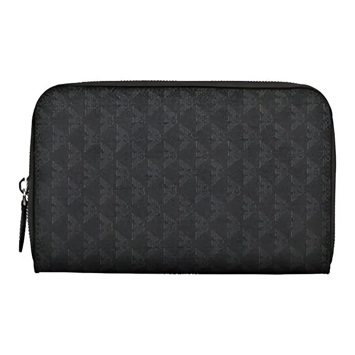 EMPORIO ARMANI Leather Card Holder Wallet Men's Black Gray Color-0