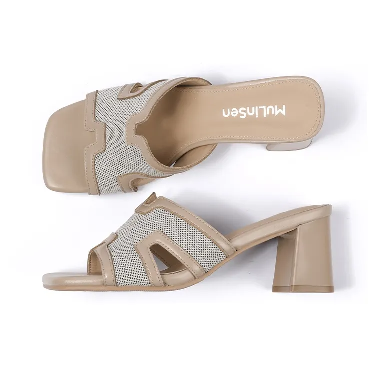 Mulinsen Stitching Cut Out Abrasion Resistant Quick Dry Slide Slippers Women's-2
