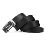 JAGUAR Fashion Business Men's Genuine Leather Automatic Buckle Cow Leather Belt Pants Men's Black Width 3.4cm