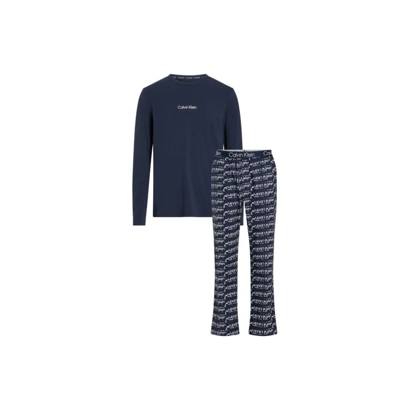 CK/Calvin Klein L/S PANT SET Pajama Set Europe Version Men's Navy Blue-0