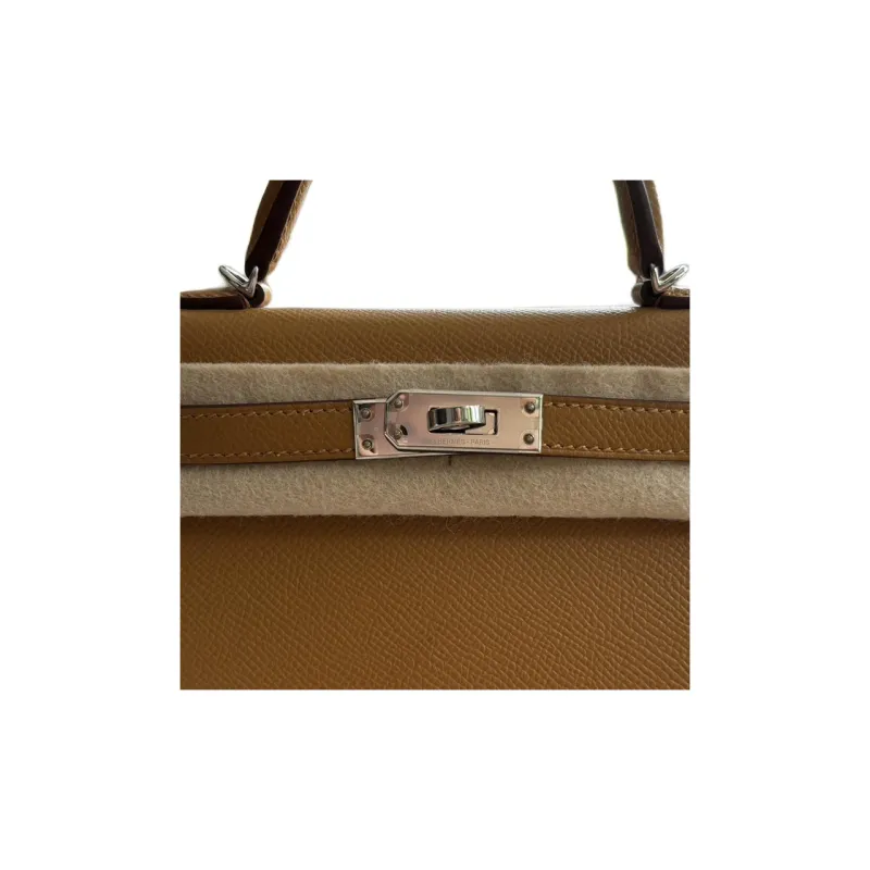 HERMES Mini Kelly Epsom Leather Kelly Bag Shoulder Bag Crossbody Bag Handbag Women's 2S Sesame-5