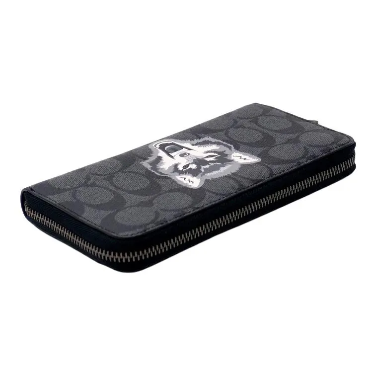 COACH Accordion Zip Canvas Wallets Clutches Regular Men's Black-3