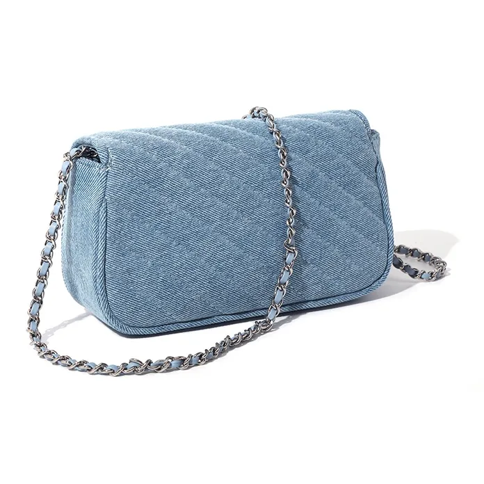 MASTER CANVAS Fabric Chain Bag, Crossbody Bag, Shoulder Bag Women's Denim Blue-3