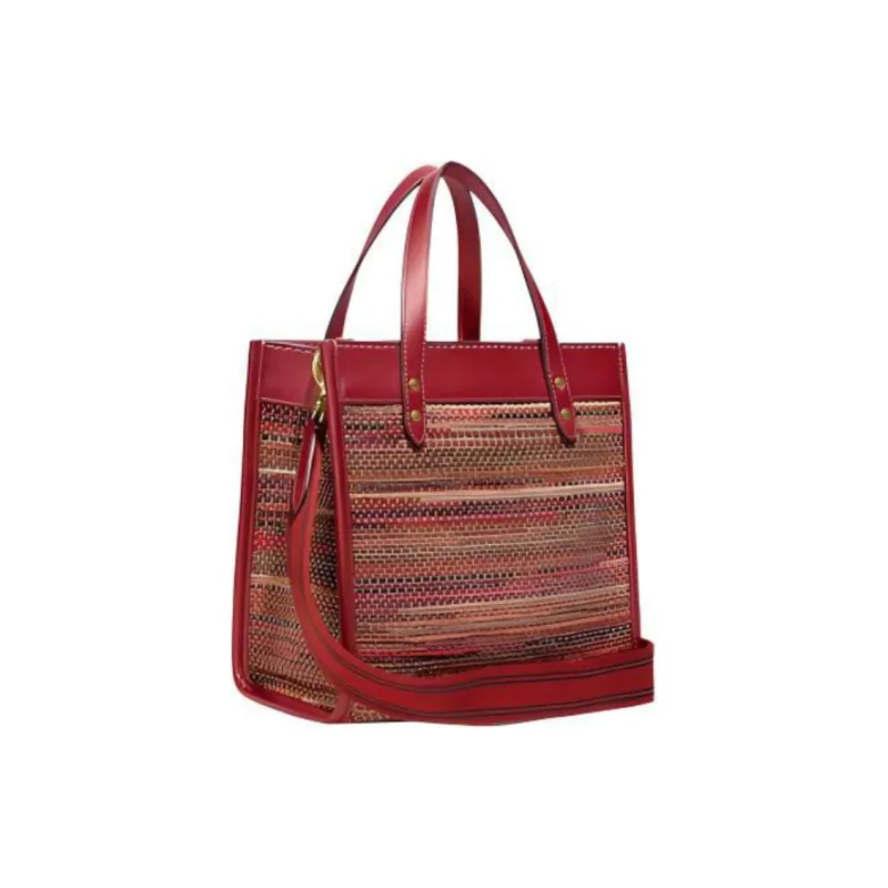 COACH Field Fabric With Leather Handbag, Shoulder Bag, Crossbody Bag Trumpets Women's Brick Red-1