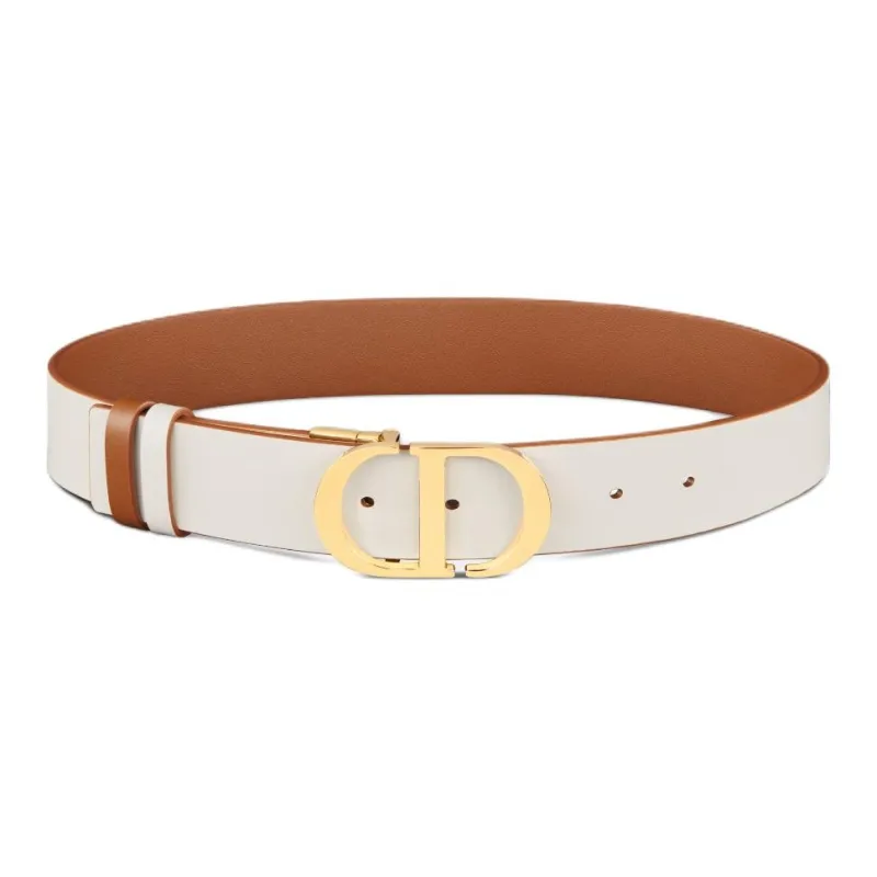 DIOR 30 Montaigne Emblem Buckle Pin Buckle Leather Belts Women's Brown 3.5CM-2