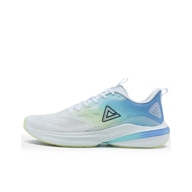 PEAK Cushioned Wear-Resistant Breathable Slip-Resistant Low-Top Running Shoes Men's All White Oceania Blue-0
