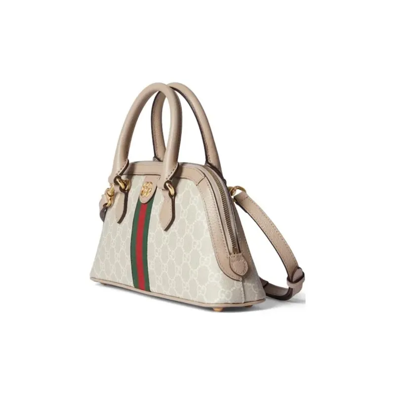 GUCCI Ophidia Canvas With Leather Shoulder Bag, Crossbody Bag, Handbag Small Size Women's Beige & White-1