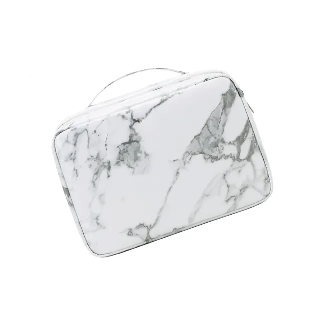 TTaG．baG PU Toiletry Bag Regular Women's White Marble Texture-1