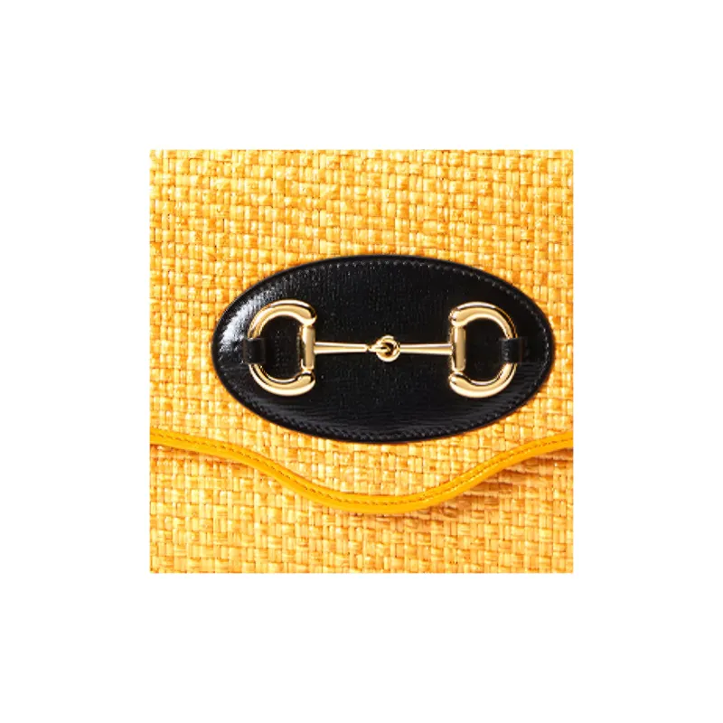 GUCCI Fabric With Leather Crossbody Bag, Shoulder Bag Women's Yellow-4