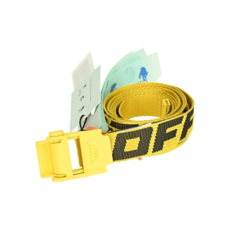 OFF WHITE Emblem Logo Smooth Buckle Belt Men's Yellow-0