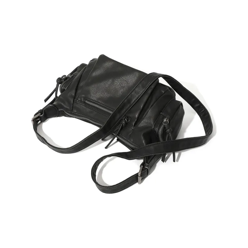 MASTER CANVAS Leather Shoulder Bag Women's Black-4