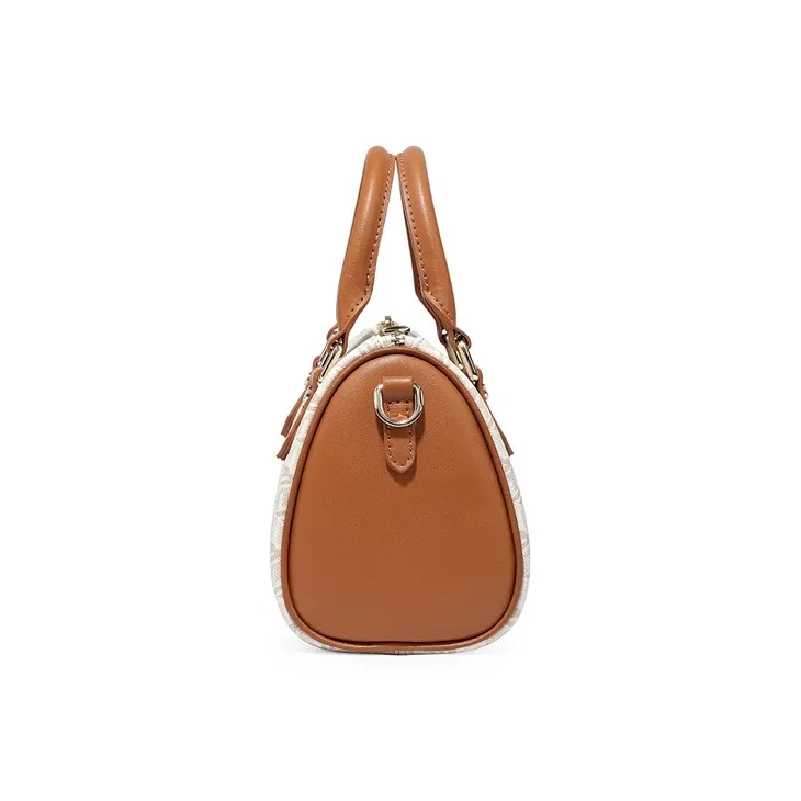 Teenmix PVC Bonded Fiber Synthetic Leather Boston Bag Handbag Pillow Bag Shoulder Bag Crossbody Bag Women's Brown/Gray-3
