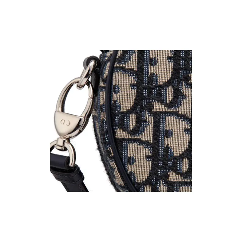 DIOR Canvas With Calfskin Canvas Bag, Round Bag, Crossbody Bag, Shoulder Bag Women's Denim Blue-8