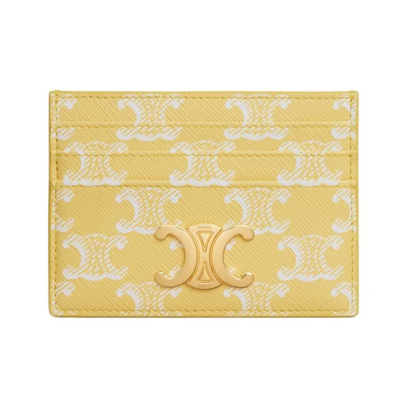 CELINE Triomphe Canvas Card Holder Women's Bright Yellow-0
