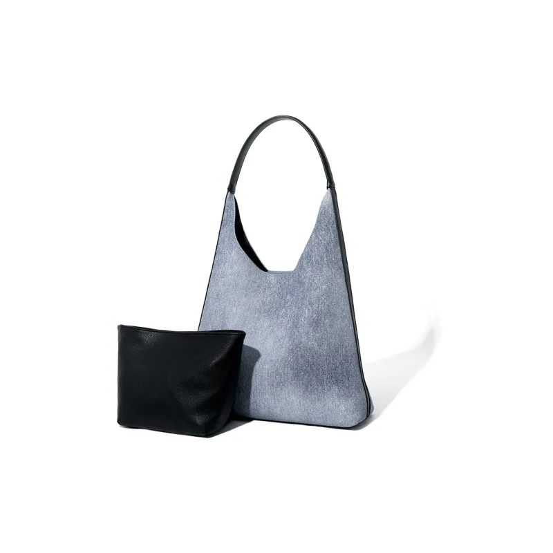 MASTER CANVAS Fabric Tote Handbag, Shoulder Bag Women's Denim Blue-3