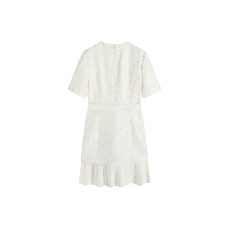 Famanxuan Short Sleeved Dress Women's Champagne Gilded Beige-1