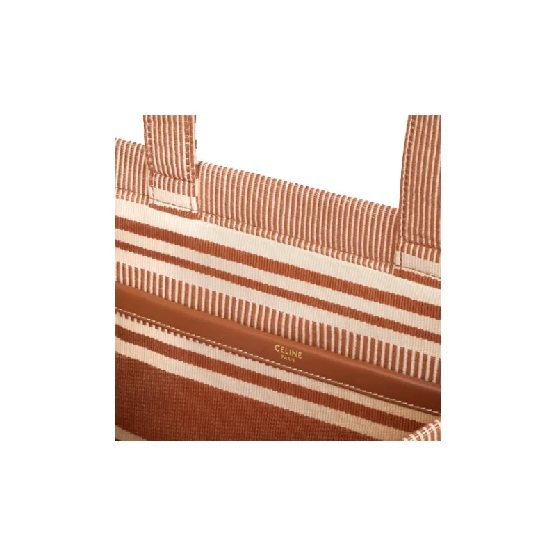CELINE Cabas Thais Fabric With Cow Leather Tote Bag, Shopping Bag, Handbag Tubas Women's Ochre-4