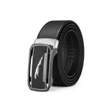 JAGUAR Fashion Business Men's Genuine Leather Automatic Buckle Cow Leather Belt Pants Men's Black Width 3.4cm
