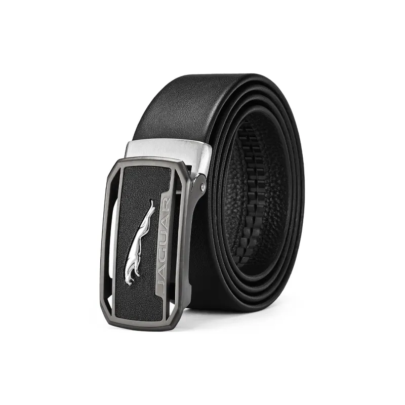 JAGUAR Fashion Business Men's Genuine Leather Automatic Buckle Cow Leather Belt Pants Men's Black Width 3.4cm-1