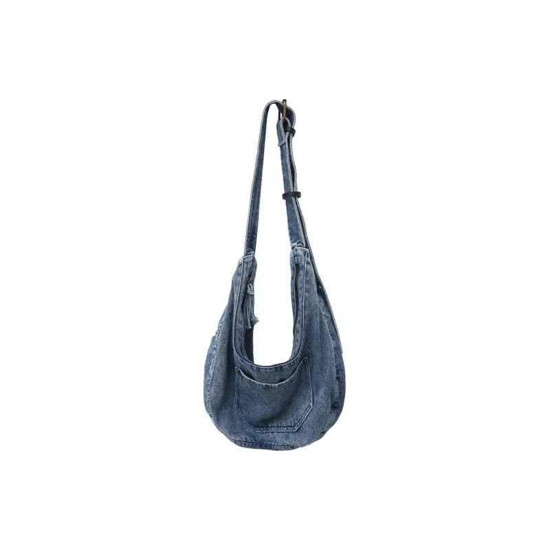 Alcohol Dragon Denim Shoulder Bag Women's Black/Dark Blue/Light Blue-16