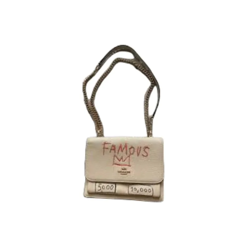 COACH X Jean Michel Basquiat Collaboration Klare Leather Trunk Bag, Crossbody Bag, Shoulder Bag Trumpets Women's Khaki-3
