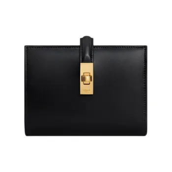 CELINE Shiny Calfskin Wallet Women's Black