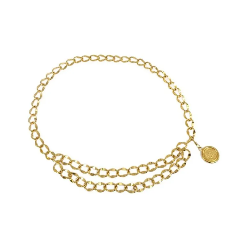 CHANEL 1990 2000s CC medallion Chain Belt-1