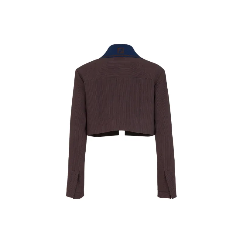 FENDI Pinstriped Motif Cropped Jacket-1