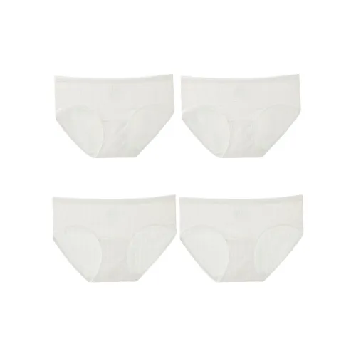 JUNEROSE 화이트 도트 *2 + 화이트 스트라이프 *2 여성 삼각팬티