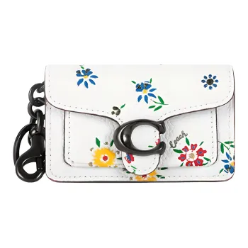 COACH Bag Charm Leather Wallets Clutches Mini Women's White