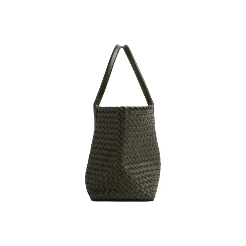 Bottega Veneta Lambskin Tote Bag Shopping Bag Handbag Medium Size Women's Khaki-1