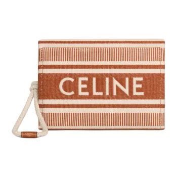 CELINE Fabric Clutch Women's Ochre