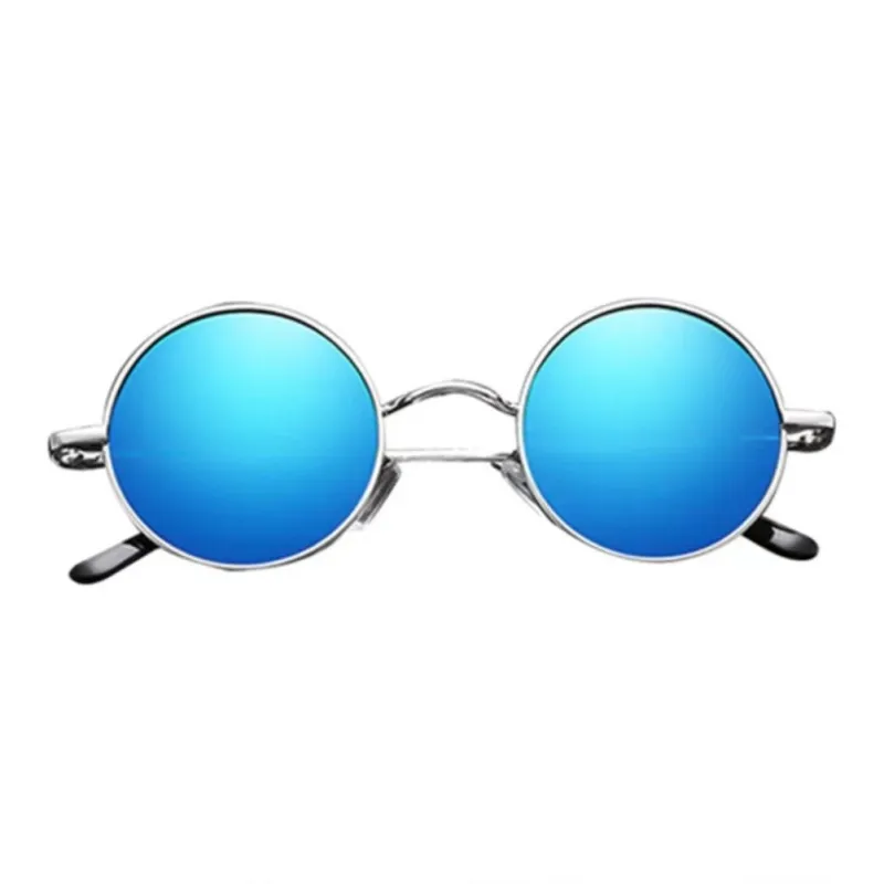 Thunder Pailong Alloy Round Sunglasses Unisex Black/Silver/Gray-4