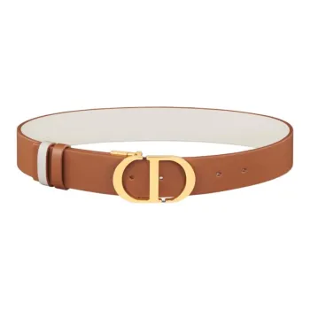 DIOR 30 Montaigne Emblem Buckle Pin Buckle Leather Belts Women's Brown 3.5CM