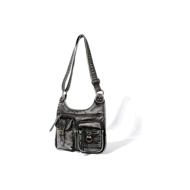 MASTER CANVAS PU Crossbody Bags Shoulder Bags Medium Size Women's Black-1