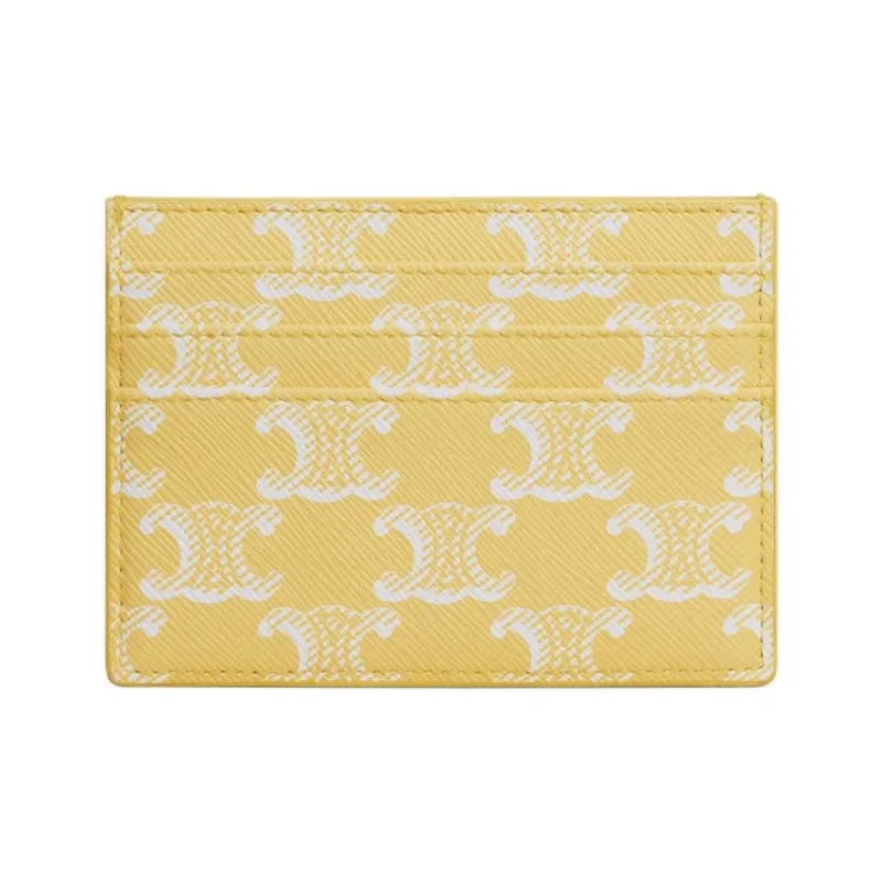 CELINE Triomphe Canvas Card Holder Women's Bright Yellow-2