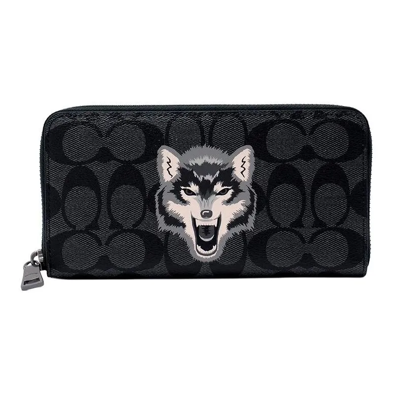 COACH Accordion Zip Canvas Wallets Clutches Regular Men's Black-1
