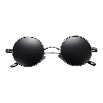 Thunder Pailong Alloy Round Sunglasses Unisex Black/Silver/Gray
