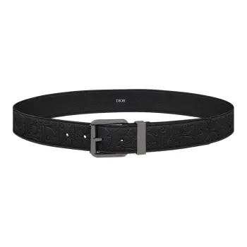 DIOR Calfskin Leather Belts Men's Black Width 3.5CM