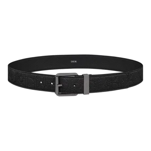 DIOR Calfskin Leather Belts Men's Black Width 3.5CM
