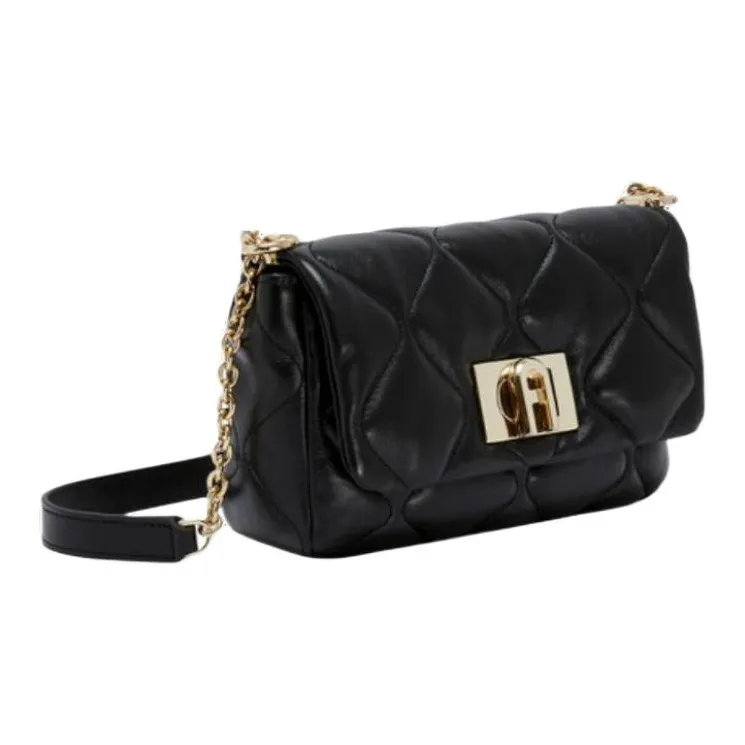 Furla 1927 Collection Quilted Nappa Leather Shoulder Bag Mini Women's Black-2
