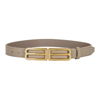 Balenciaga Logo Buckle Smooth Buckle Leather Belts Women's Brown 3CM