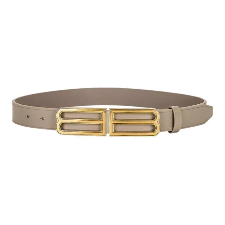 Balenciaga Logo Buckle Smooth Buckle Leather Belts Women's Brown 3CM-0