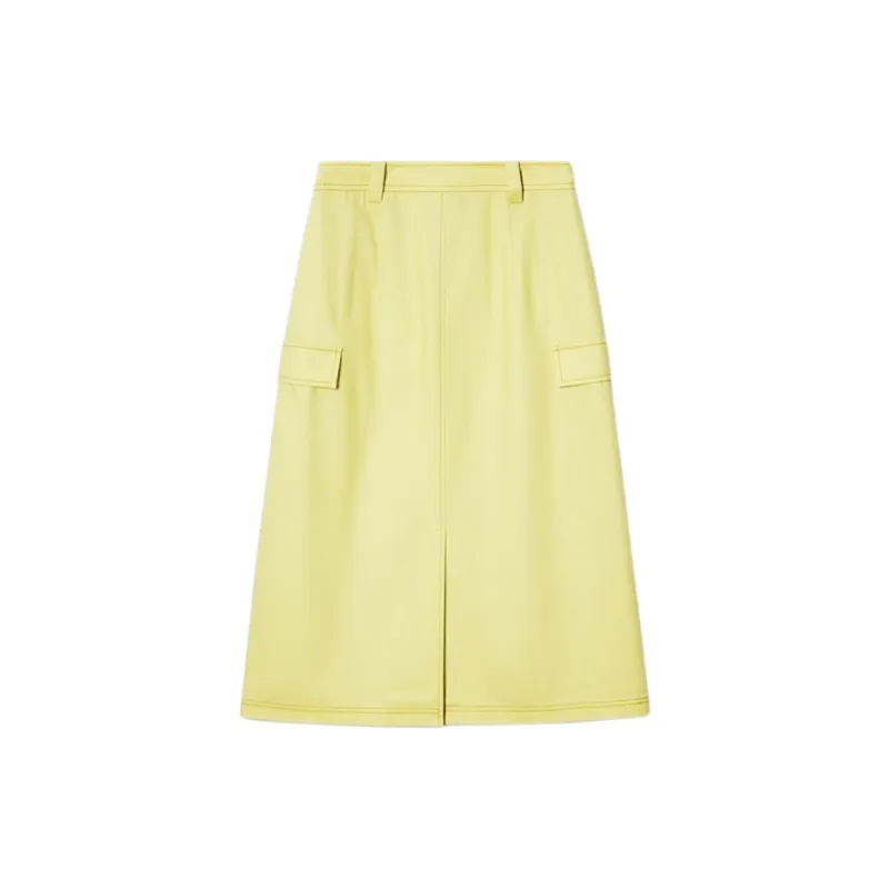 PSALTER Denim Long Skirt Women's Lime Yellow-1