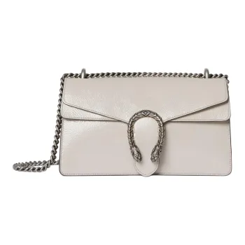 GUCCI Patent Leather Crossbody Bag, Shoulder Bag Small Size Women's Light Gray