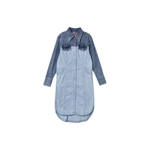 ABLE JEANS Long-Sleeved Dresses Women's Washed Light Indigo